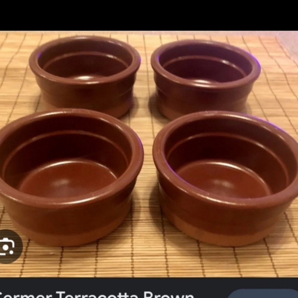 Cermer Terra cotta brown lot of 4 ramekins perfect condition